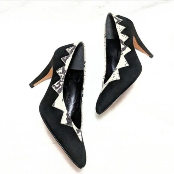 NWOB SAKS Vintage Deadstock Suede Snake Print Pumps 7 - Picture 9 of 9